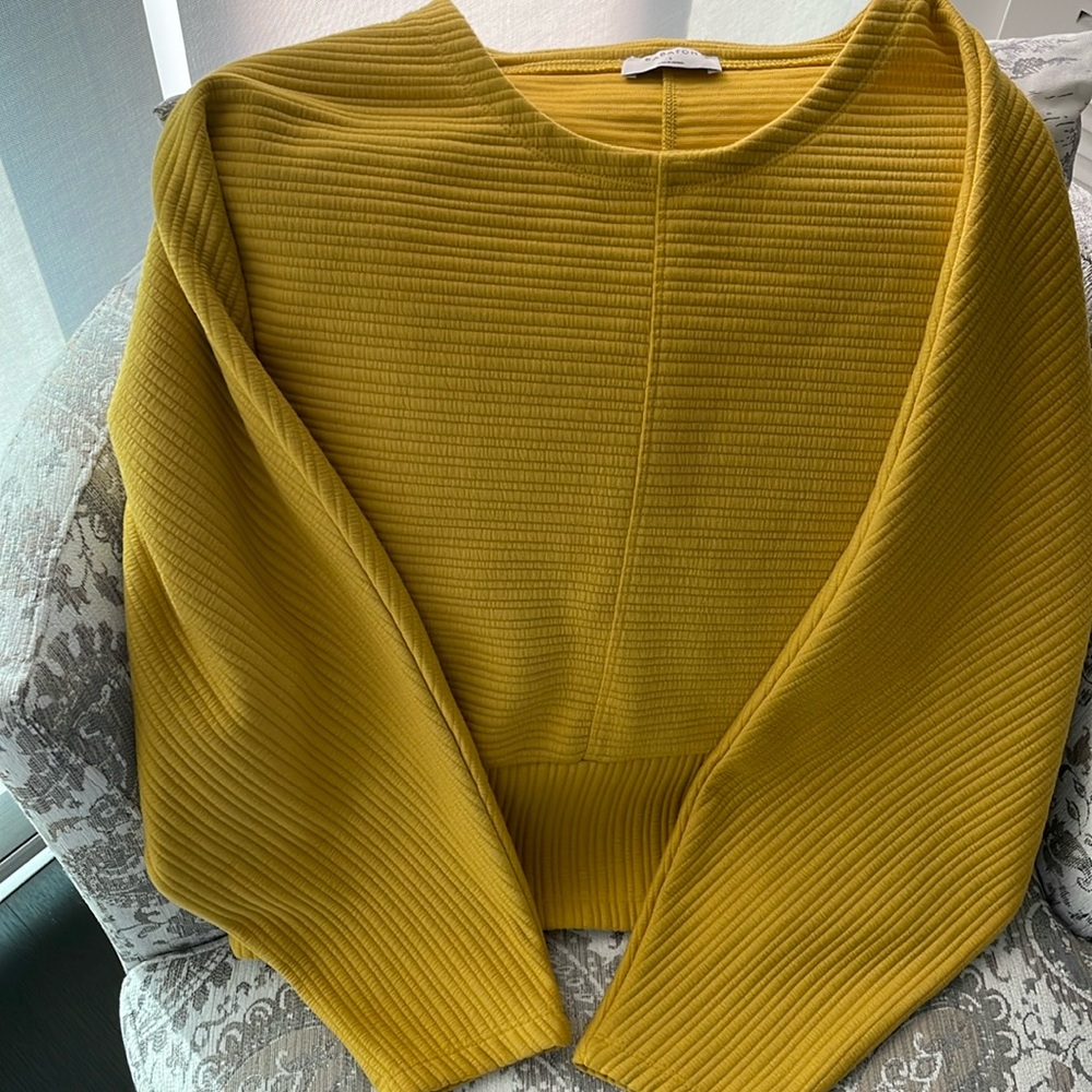 Babaton Yellow Ribbed Cropped Sweater - Picture 2 of 5